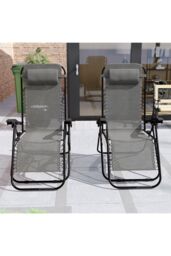 Home Discount Garden Vida Reclined Zero Gravity Chairs Set - 2 UKFR Fabric Furniture in Grey - thumbnail 3