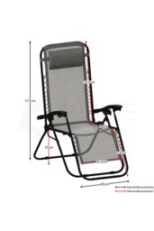 Home Discount Garden Vida Reclined Zero Gravity Chairs Set - 2 UKFR Fabric Furniture in Grey - thumbnail 2