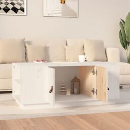 Berkfield Home Coffee Table White 100x50x41 cm Solid Wood Pine - Size: 100 x 50 x 41 cm - thumbnail 3