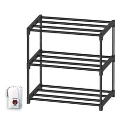 SPETLEK 3-Tier Slim Shoe Rack, Free Standing Organizer in Black