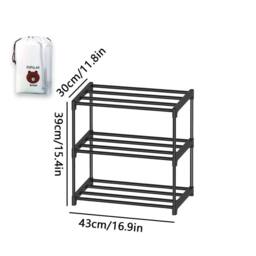 SPETLEK 3-Tier Slim Shoe Rack, Free Standing Organizer in Black - thumbnail 2