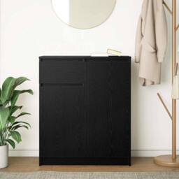 Berkfield Home Sideboard with Drawer Black Oak 71x35x84 cm Engineered Wood - Size: 71 x 35 x 84 cm - thumbnail 3