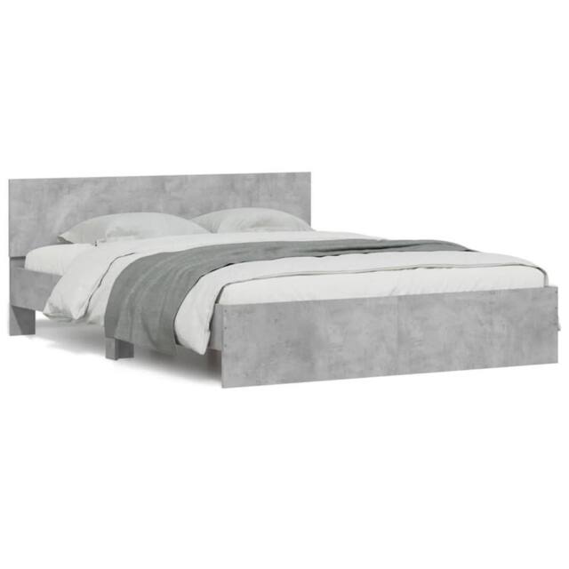 Berkfield Home Bed Frame with Headboard Concrete Grey 140x190 cm - image 1