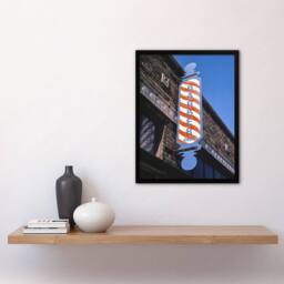 "Artery8 Retro Barber Shop Sign Photograph Margolies Framed Wall Art Print - Size: W12"" x H16""" - thumbnail 4