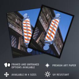 "Artery8 Retro Barber Shop Sign Photograph Margolies Framed Wall Art Print - Size: W12"" x H16""" - thumbnail 2