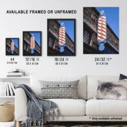 "Artery8 Retro Barber Shop Sign Photograph Margolies Framed Wall Art Print - Size: W12"" x H16""" - thumbnail 3