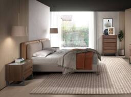 Angel Cerda Double Bed, Mink Leatherette & Grey Fabric, 180 x 200 cm in Stone - thumbnail 4