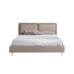 Angel Cerda Double Bed, Mink Leatherette & Grey Fabric, 180 x 200 cm in Stone - thumbnail 2