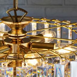 Loops 6 Light Chandelier Pendant BRASS & CLEAR Shade Hanging Ceiling Feature Lamp Bulb in Metallics - thumbnail 4