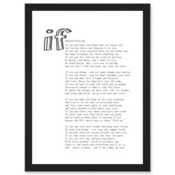 Artery8 Quote Rudyard Kipling If Poetry Poem Artwork Framed Wall Art Print A4 in Black - thumbnail 1