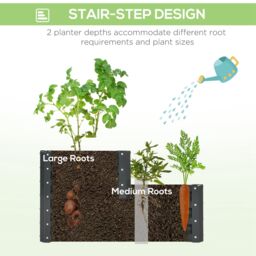 OUTSUNNY 2 Tier Galvanised Raised Garden Bed Planter Box Open Bottom in Dark Grey - thumbnail 4