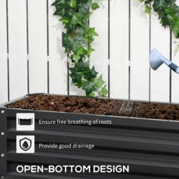 OUTSUNNY 2 Tier Galvanised Raised Garden Bed Planter Box Open Bottom in Dark Grey - thumbnail 5