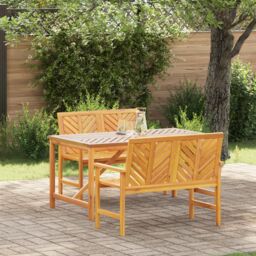 Berkfield Home 3 Piece Garden Dining Set Solid Wood Acacia in Brown - thumbnail 1