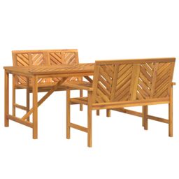 Berkfield Home 3 Piece Garden Dining Set Solid Wood Acacia in Brown - thumbnail 2