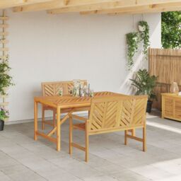 Berkfield Home 3 Piece Garden Dining Set Solid Wood Acacia in Brown - thumbnail 4