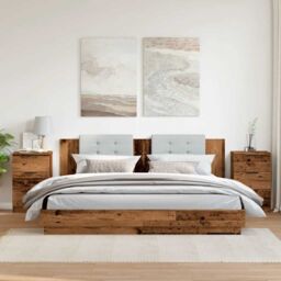 Berkfield Home Bedside Cabinets 2 pcs Old Wood 40x36x65 cm Engineered Wood in Brown - Size: 40 x 36 x 65 cm - thumbnail 3