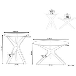 Wyld and Coco Nesting Round Coffee Tables Set 2 Tempered Glass Tops Light in Clear - thumbnail 3