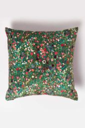 Homescapes Klimt's Italian Garden Filled Velvet Cushion 46 x 46 cm in Pink - thumbnail 1