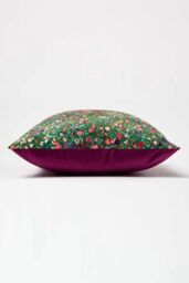 Homescapes Klimt's Italian Garden Filled Velvet Cushion 46 x 46 cm in Pink - thumbnail 4