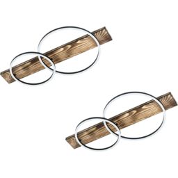 Loops 2 PACK Wall Flush Ceiling Light Black & Rustic Wood Shade White Plastic LED - thumbnail 1