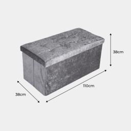 Home Republic Crushed Velvet Foldable Storage Ottoman in Silver - Size: Small - thumbnail 2