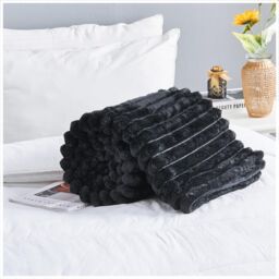 GAVENO CAVAILIA Osum Ribbed Throw in Black - Size: 200 cm x 240 cm - thumbnail 5