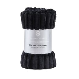 GAVENO CAVAILIA Osum Ribbed Throw in Black - Size: 200 cm x 240 cm