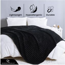 GAVENO CAVAILIA Osum Ribbed Throw in Black - Size: 200 cm x 240 cm - thumbnail 3