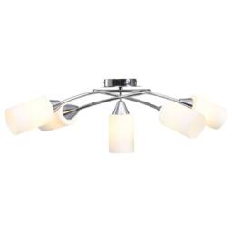 Berkfield Home Elegant Ceiling Lamp with Ceramic Shades for 5 E14 Bulbs White Cone