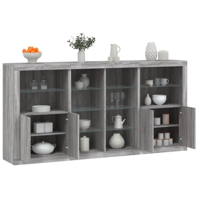 Berkfield Home Sideboard with LED Lights Grey Sonoma 202x37x100 cm - Size: 202 x 37 x 100 cm - image 1