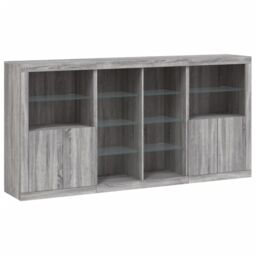 Berkfield Home Sideboard with LED Lights Grey Sonoma 202x37x100 cm - Size: 202 x 37 x 100 cm - thumbnail 3