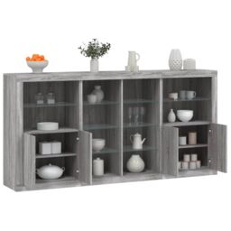Berkfield Home Sideboard with LED Lights Grey Sonoma 202x37x100 cm - Size: 202 x 37 x 100 cm - thumbnail 1
