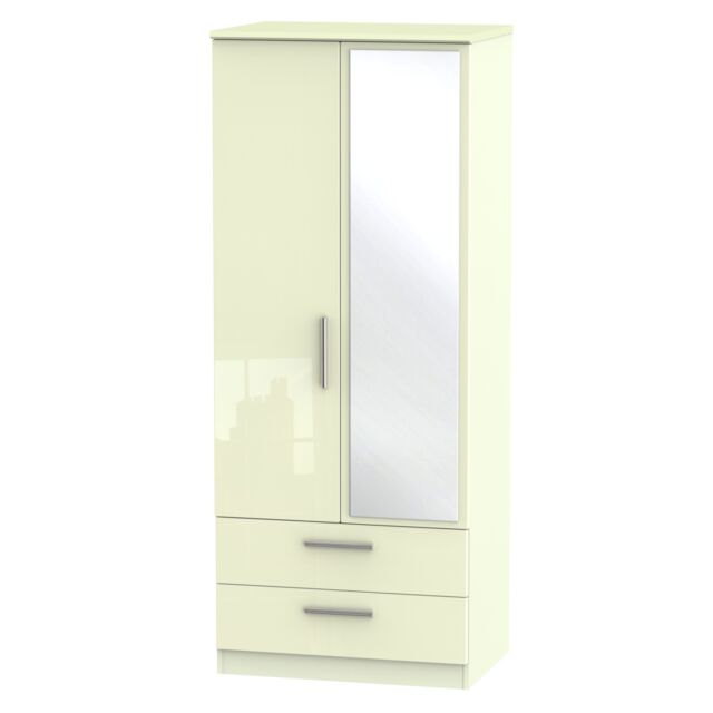 Ready Assembled 2 U Windsor 2 Door 2 Drawer Mirrored Wardrobe (Ready Assembled) in Cream