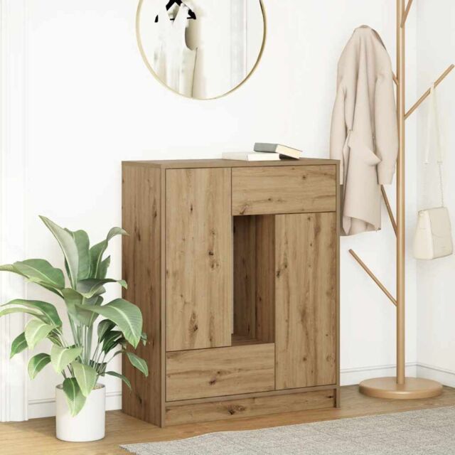 Berkfield Home Sideboard with Drawers & Doors Artisan Oak 73x31x90 cm in Brown - Size: 73 x 31 x 90 cm - image 1