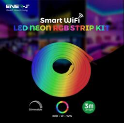 ENER-J 3m Smart WiFi RGB LED Neon Flex Kit with Remote & App Control in White - thumbnail 4