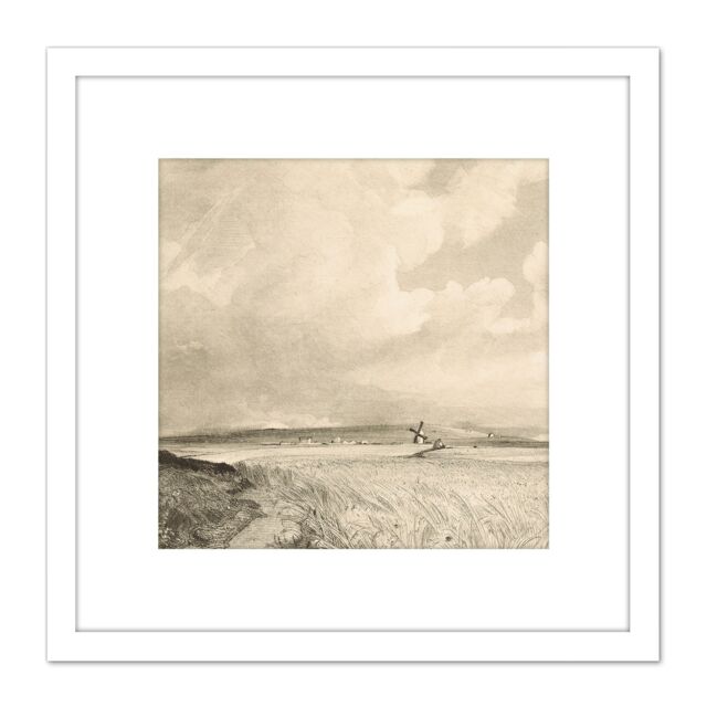 Artery8 David Lucas Cornfields Near Brighton 1846 Painting 8X8 Inch Square Wooden Framed Wall Art Print Picture with Mount in White - image 1