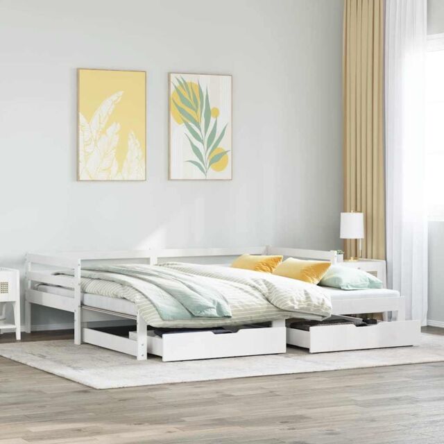 Berkfield Home Daybed with Drawers without Mattress White 90x200 cm Solid Wood - image 1