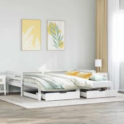 Berkfield Home Daybed with Drawers without Mattress White 90x200 cm Solid Wood - thumbnail 1