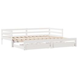 Berkfield Home Daybed with Drawers without Mattress White 90x200 cm Solid Wood - thumbnail 3