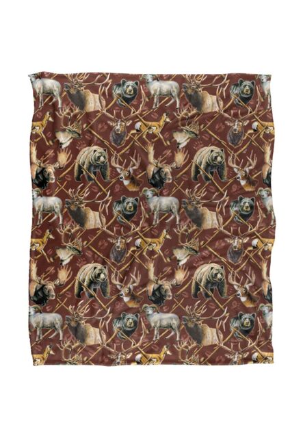 JQ Licensing Jl-Jp Big Game Elk, Deer, Bear Hunting Pattern Silky Touch Super Soft Throw Blanket 152 X 127 cm in White - image 1