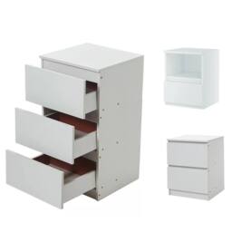 Kelvenix Modern Bedside Table Drawers Cabinet Bedroom Furniture in White - thumbnail 5