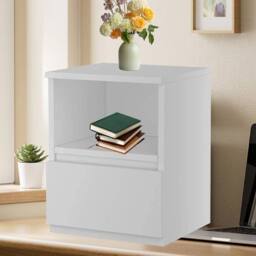 Kelvenix Modern Bedside Table Drawers Cabinet Bedroom Furniture in White - thumbnail 3