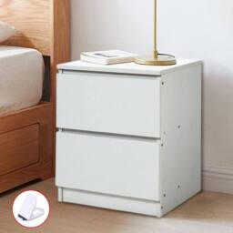 Kelvenix Modern Bedside Table Drawers Cabinet Bedroom Furniture in White - thumbnail 4
