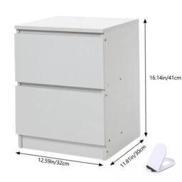 Kelvenix Modern Bedside Table Drawers Cabinet Bedroom Furniture in White - thumbnail 2