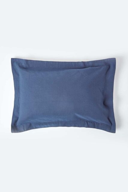 Homescapes Linen Oxford Pillowcase, Standard in Navy - image 1