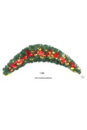Living and Home 1.8m Artificial Christmas Swag with LED Light for Front Door Fireplace Bows Flowers Balls Decorative Swag Wreath in Green - thumbnail 3