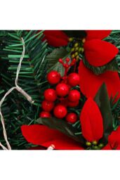 Living and Home 1.8m Artificial Christmas Swag with LED Light for Front Door Fireplace Bows Flowers Balls Decorative Swag Wreath in Green - thumbnail 6