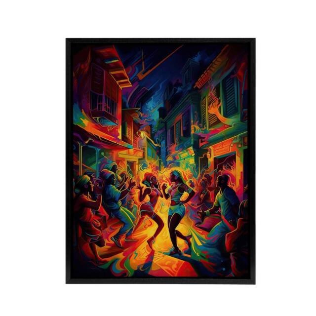 "Artery8 Reggaeton Music Urban Street Dance Framed Canvas Wall Art Print - Size: W12"" x H16""" - image 1