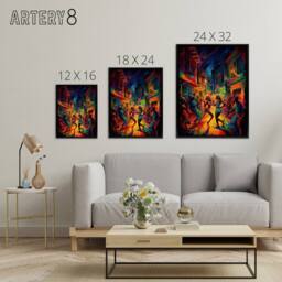 "Artery8 Reggaeton Music Urban Street Dance Framed Canvas Wall Art Print - Size: W12"" x H16""" - thumbnail 4