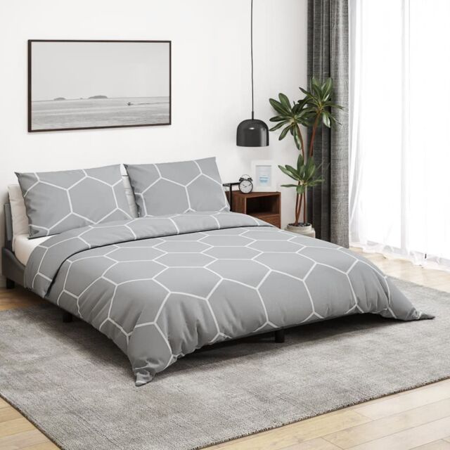Berkfield Home Duvet Cover Set Grey 240x220 cm Cotton - image 1